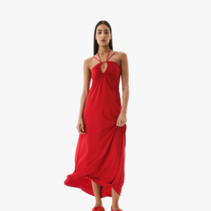 draped halterneck dress